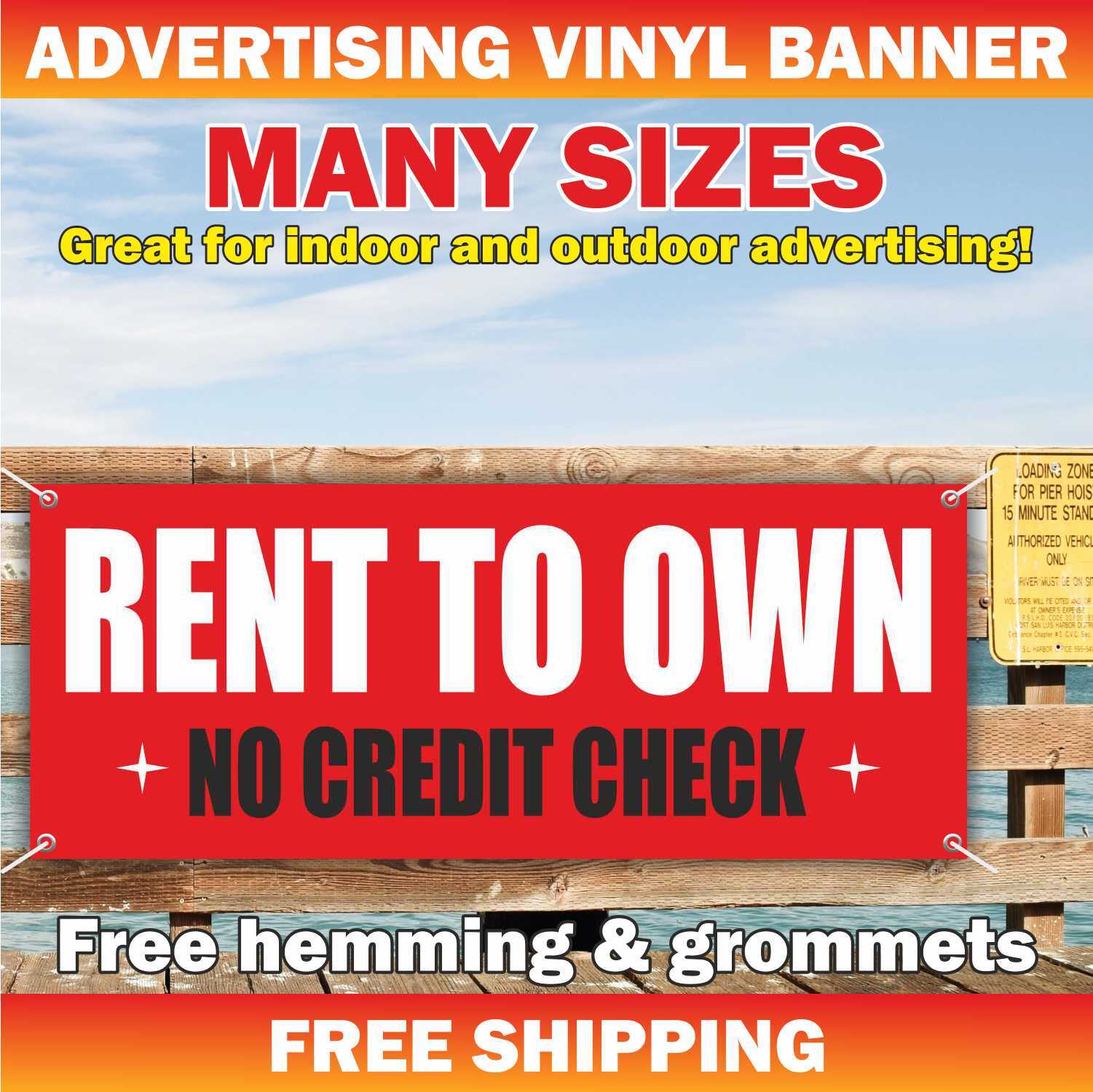 RENT TO OWN NO CREDIT CHECK Advertising Banner Vinyl Mesh Sign apartment room