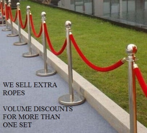 SILVER QUEUE CONTROL BARRIER POSTS STAND SECURITY STANCHION DIVIDER STEEL SET