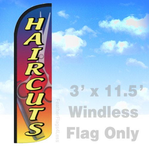 HAIRCUTS WINDLESS Swooper Feather Flag Banner Hair Cuts Sign 3×11.5 – rq