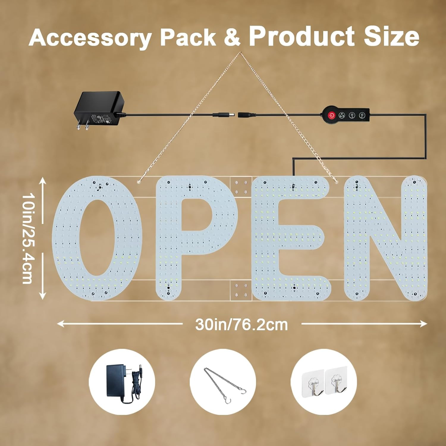 30″X10″ Ultra Bright LED Open Sign for Business – Dimmable with 4 Modes