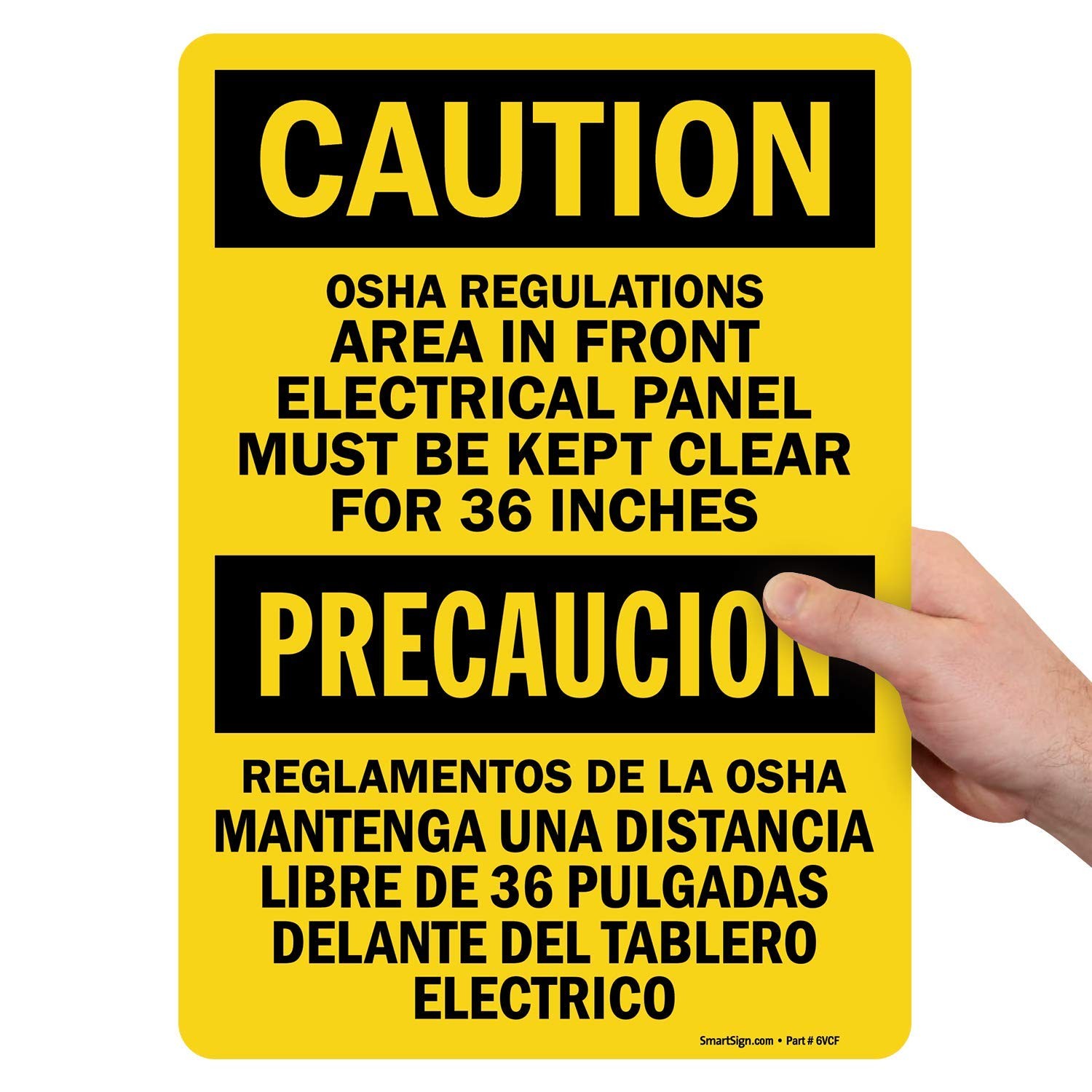 Caution Area In Front Of Electrical Panel Clear 36 In Label 5×7 Vinyl Sign