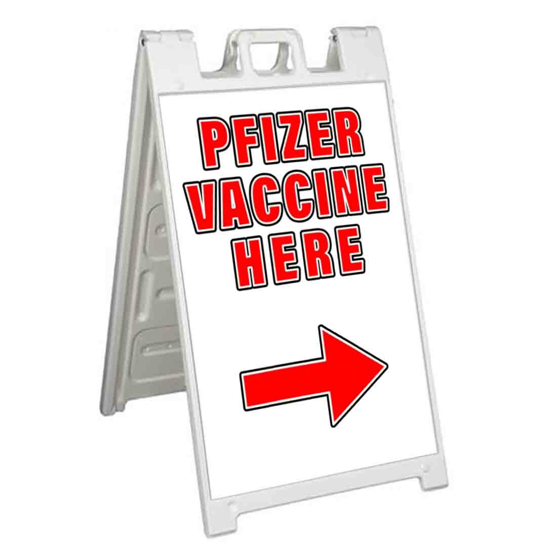 VACCINE HERE PFIZER RIGHT Signicade 24×36 Aframe Sidewalk Decal Sign Banner FLU