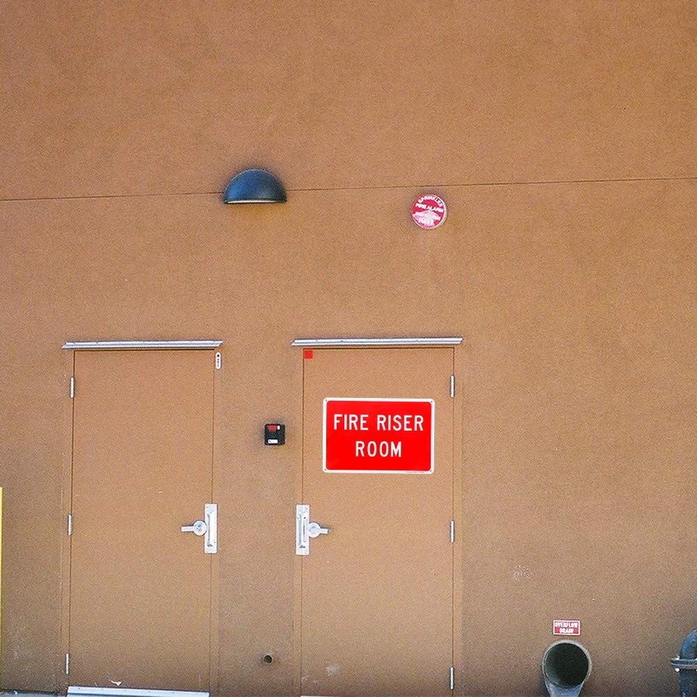 2 PCS Fire Riser Room Sign 10×7 Inch 0.04 Aluminum Reflective Weatherproof
