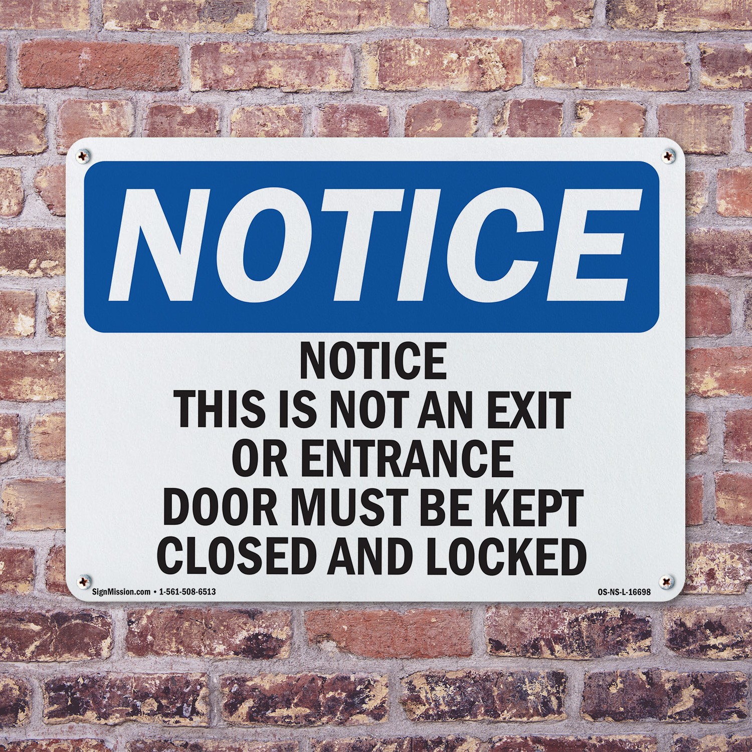 This Is Not An Exit Or Entrance Door OSHA Notice Sign Or Decal – 5 or 10 Pack