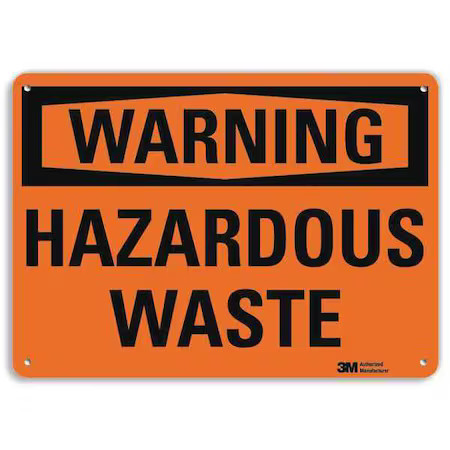 Lyle U6-1111-Ra_10X7 Warning Sign, Hazardous Waste, 7 In. H, U6-1111-Ra_10X7