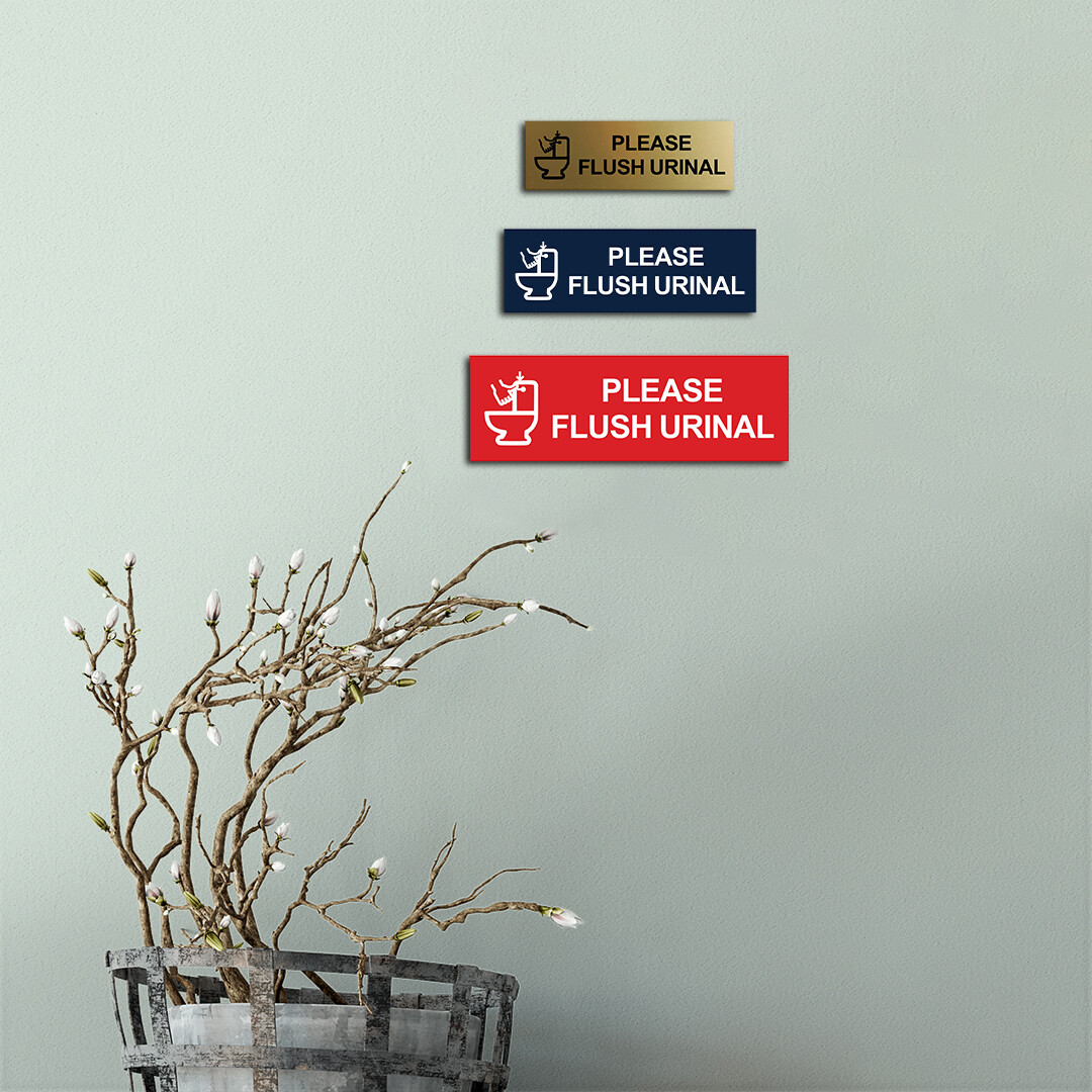 Basic Please Flush Urinal Wall or Door Sign