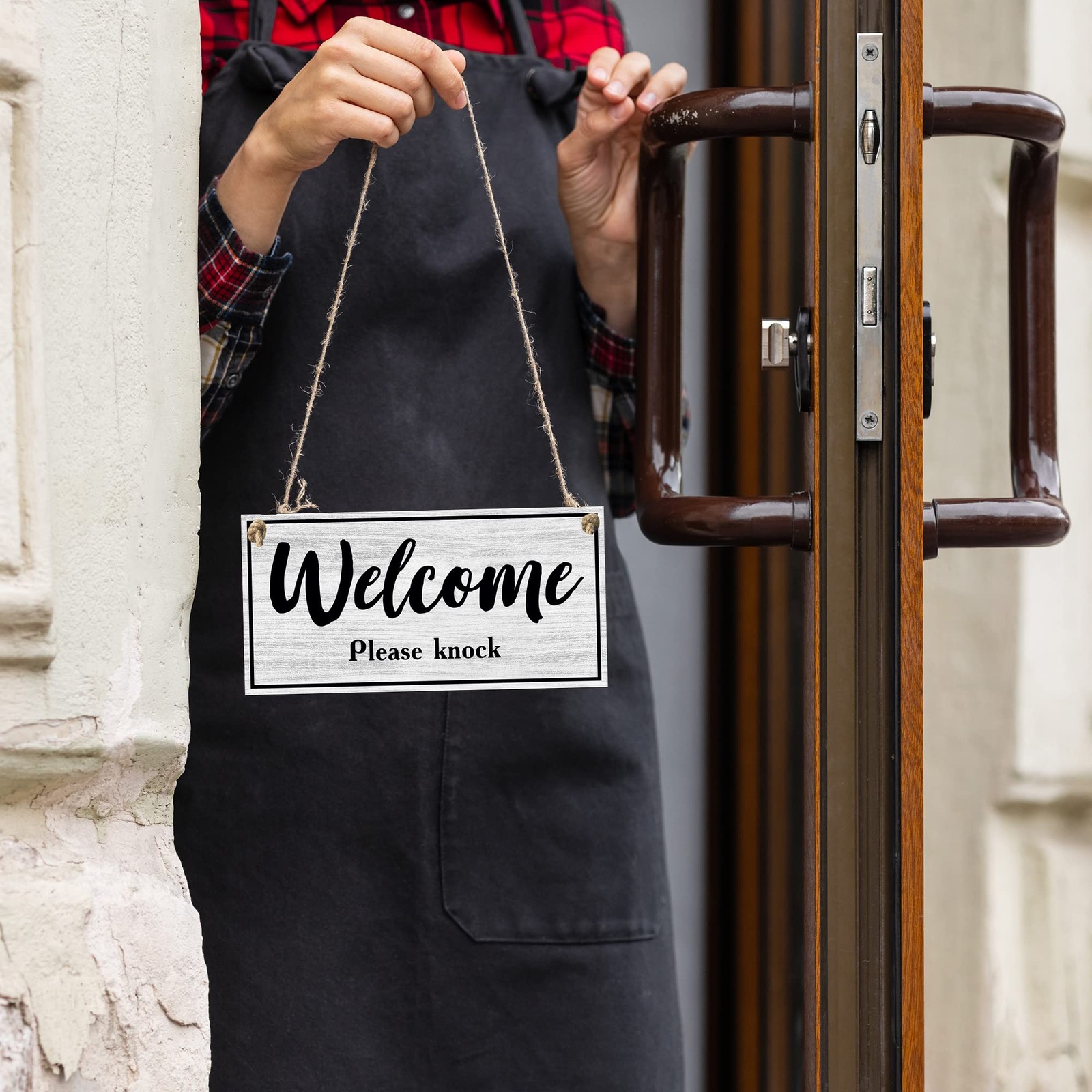 10×5 inch “Meeting in Progress” Door Sign Hanging “Please Knock” Sign