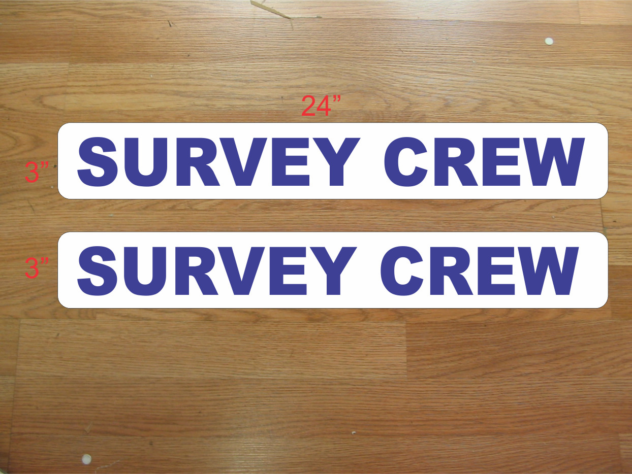Blue SURVEY CREW 3″x24″ Magnetic Vehicle Signs to fit Van Car Truck or SUV