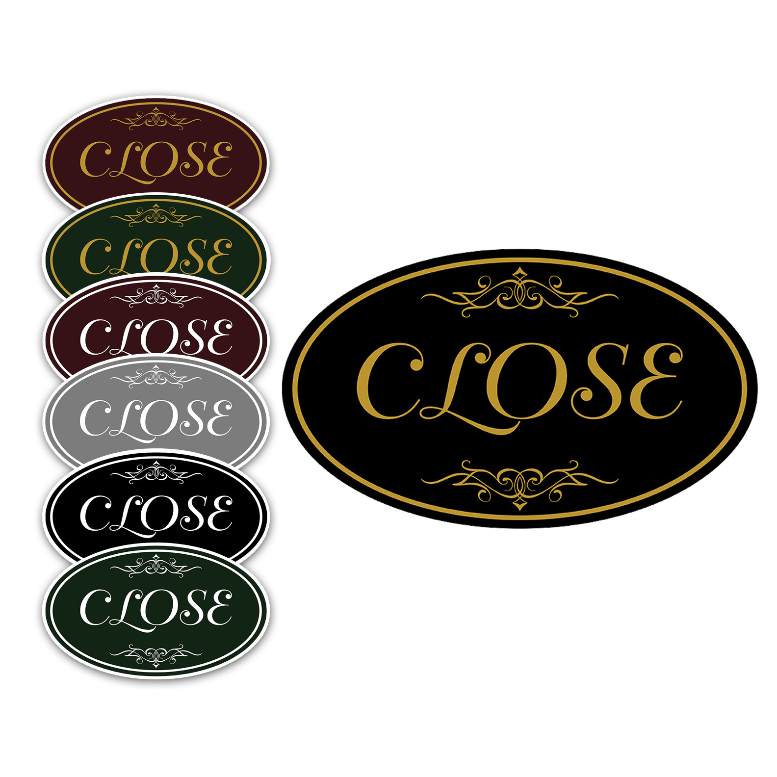 Close Written Door Plate 12″x7″ Wall Aluminum Metal Oval Sign Choice of Colors