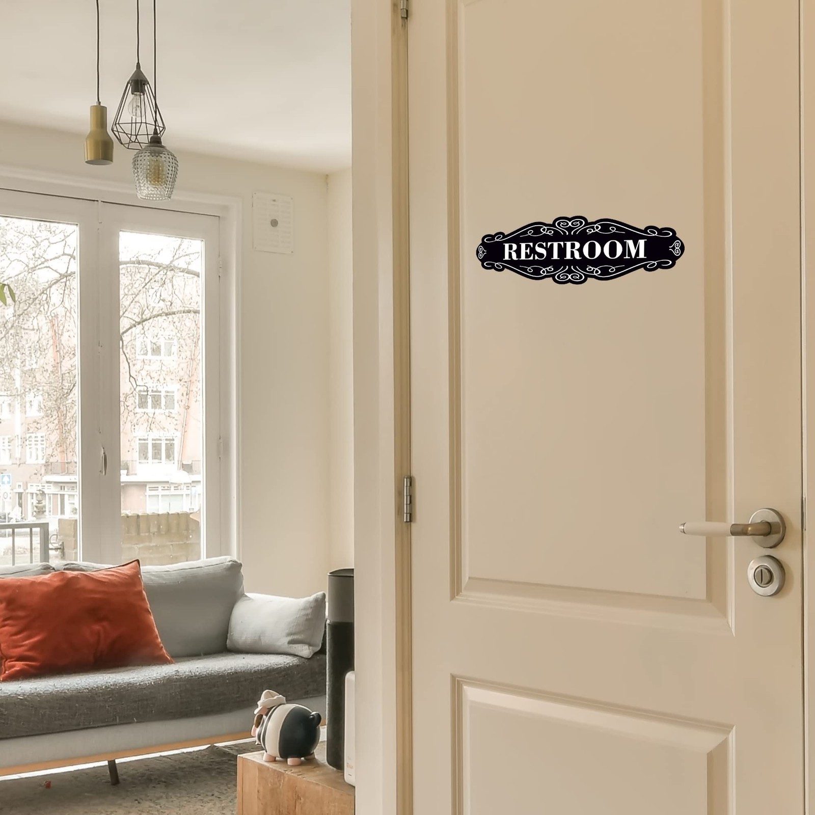 Restroom Sign Door 9×3 Inch Dibond SelfAdhesive Unisex Bathroom Waterproof