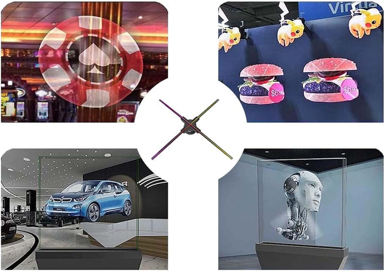 3D Fan,27.5 Inch 3D Led Fan Projector 2000*1444PX Resolution 832 LED Beads, Ho
