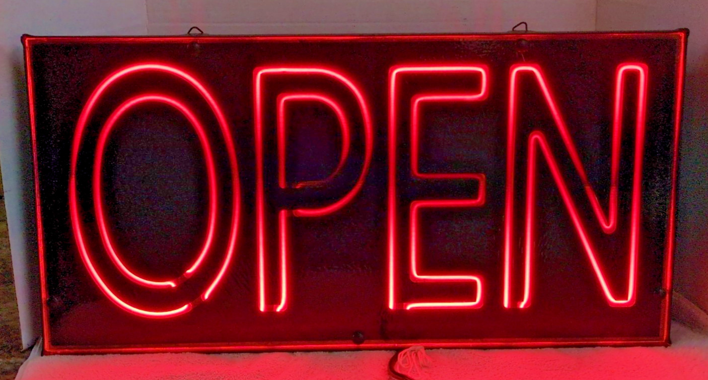 Vintage 1997 Fallon Super Bright Open Sign 24x12x4