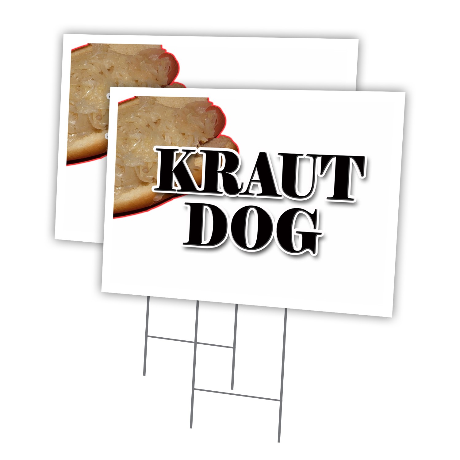 Kraut Hot Dog Multi-Pack of Yard Signs & Stake outdoor plastic coroplast window