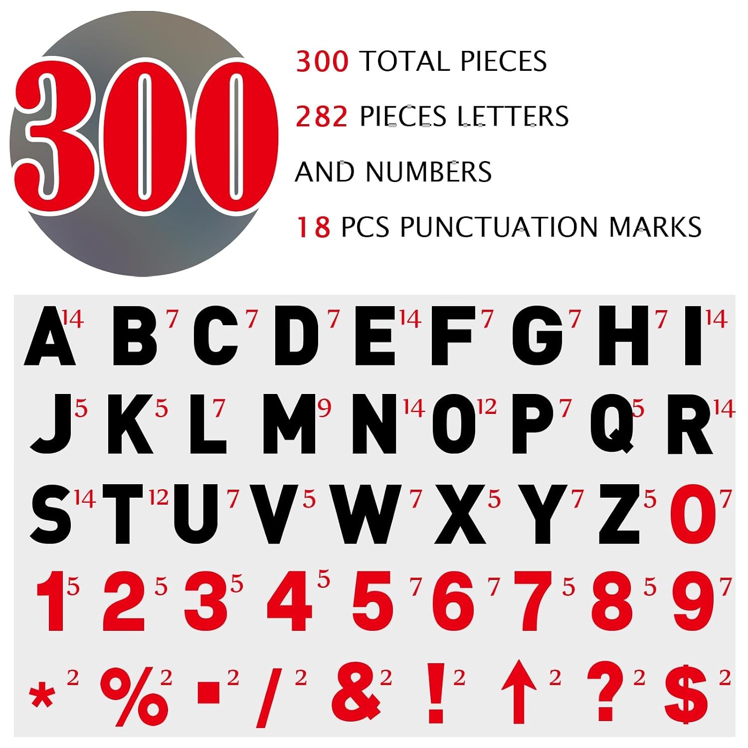 6″ and 7″ Flexible Black Outdoor Portable Sign Letters Set of 300 Pcs Marquee