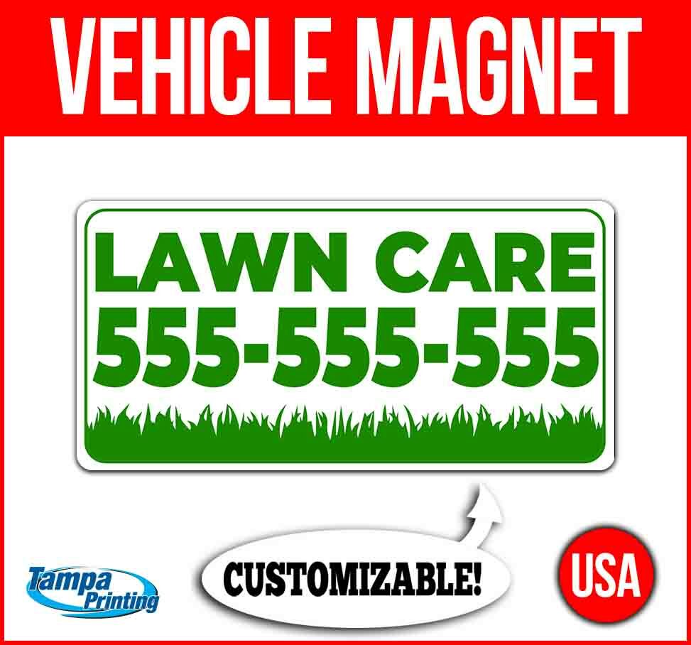 LAWN CARE CUSTOM PHONE NUMBER Heavy Duty Vehicle Magnet Truck Car Decal Sign USA