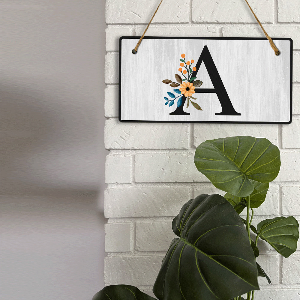 A Flower Decor 5×10 Hanging Wall or Door Sign | Alphabet Letter Room Decoration