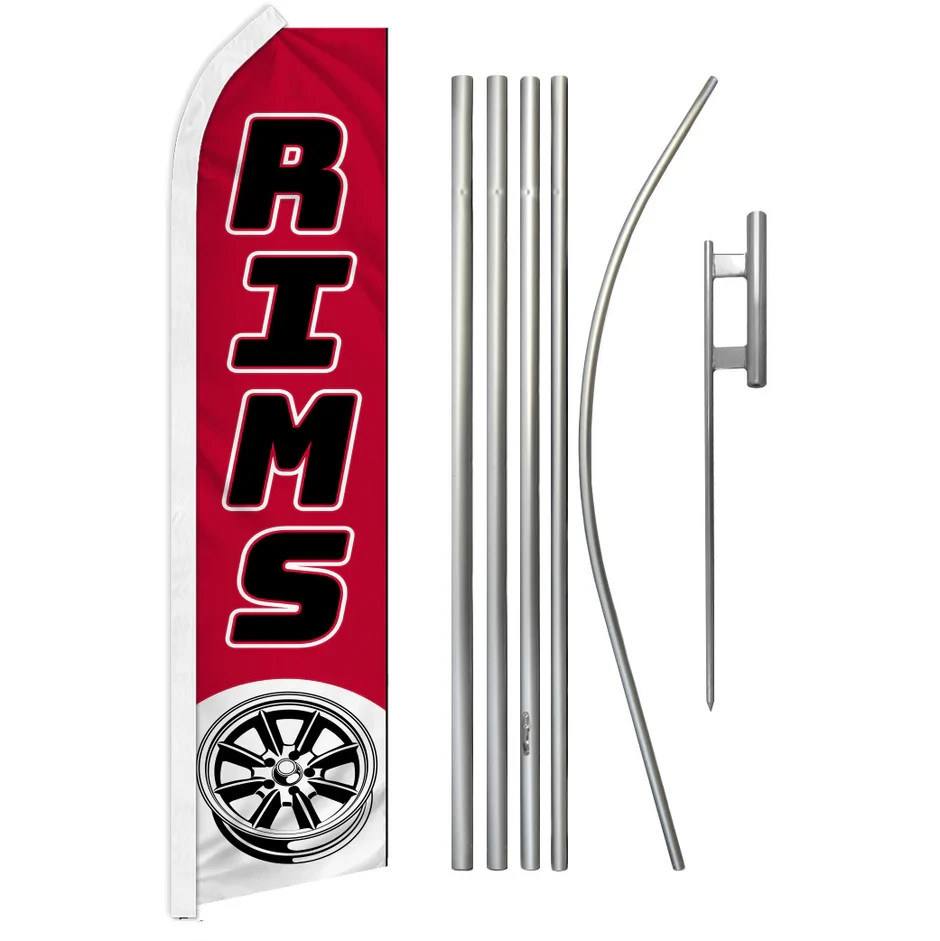 Rims Swooper Flutter Feather Advertising Auto Flag & Pole Kit