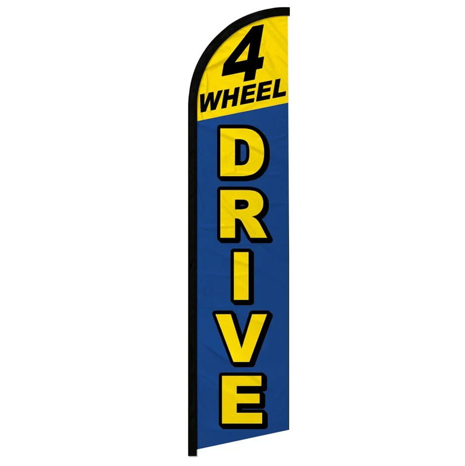 4 Wheel Drive (Blue/YW) Windless Full Sleeve Advertising Auto Sale Banner Flag