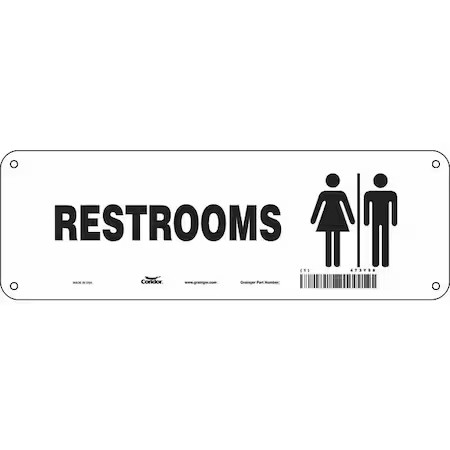 Zoro Select 473Y58 Restrooms, 12 In W X 4 In H, Vertical Rectangle,