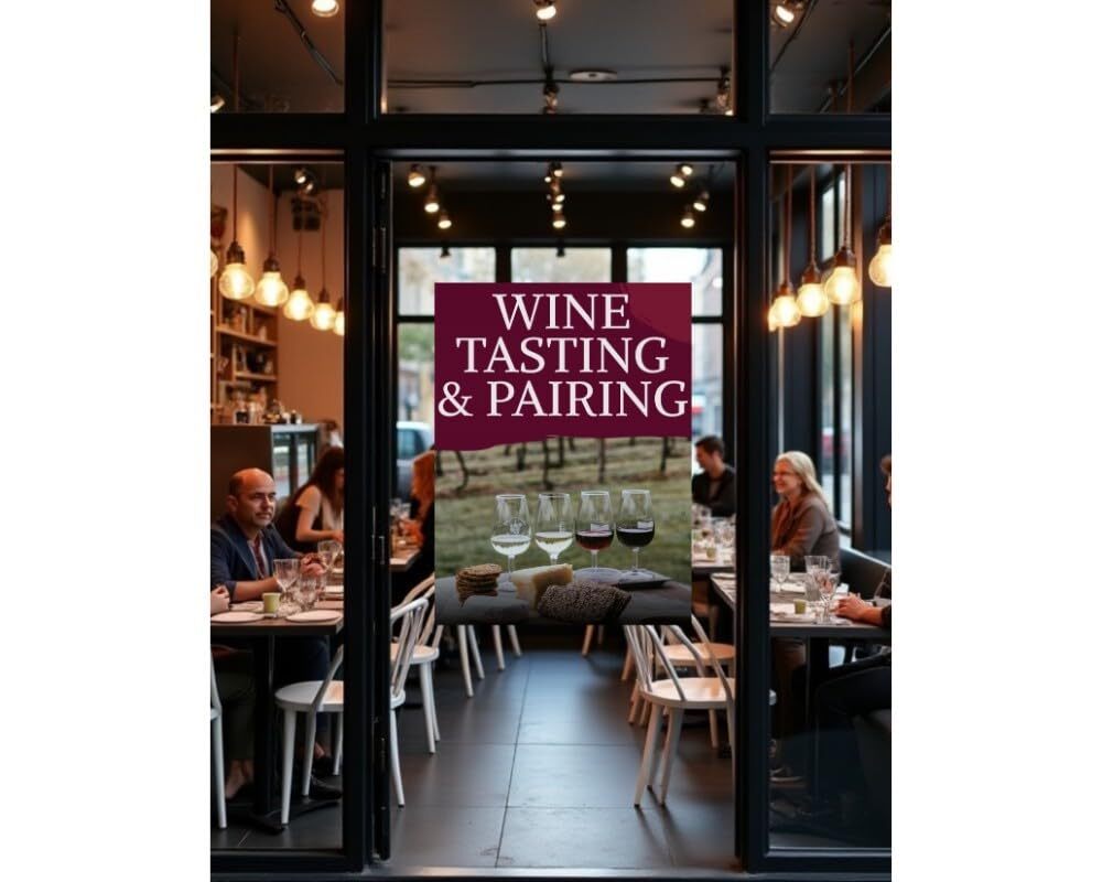 Wine Tasting & Pairing | Full Color Window Display Signs | 18″W x 24″H