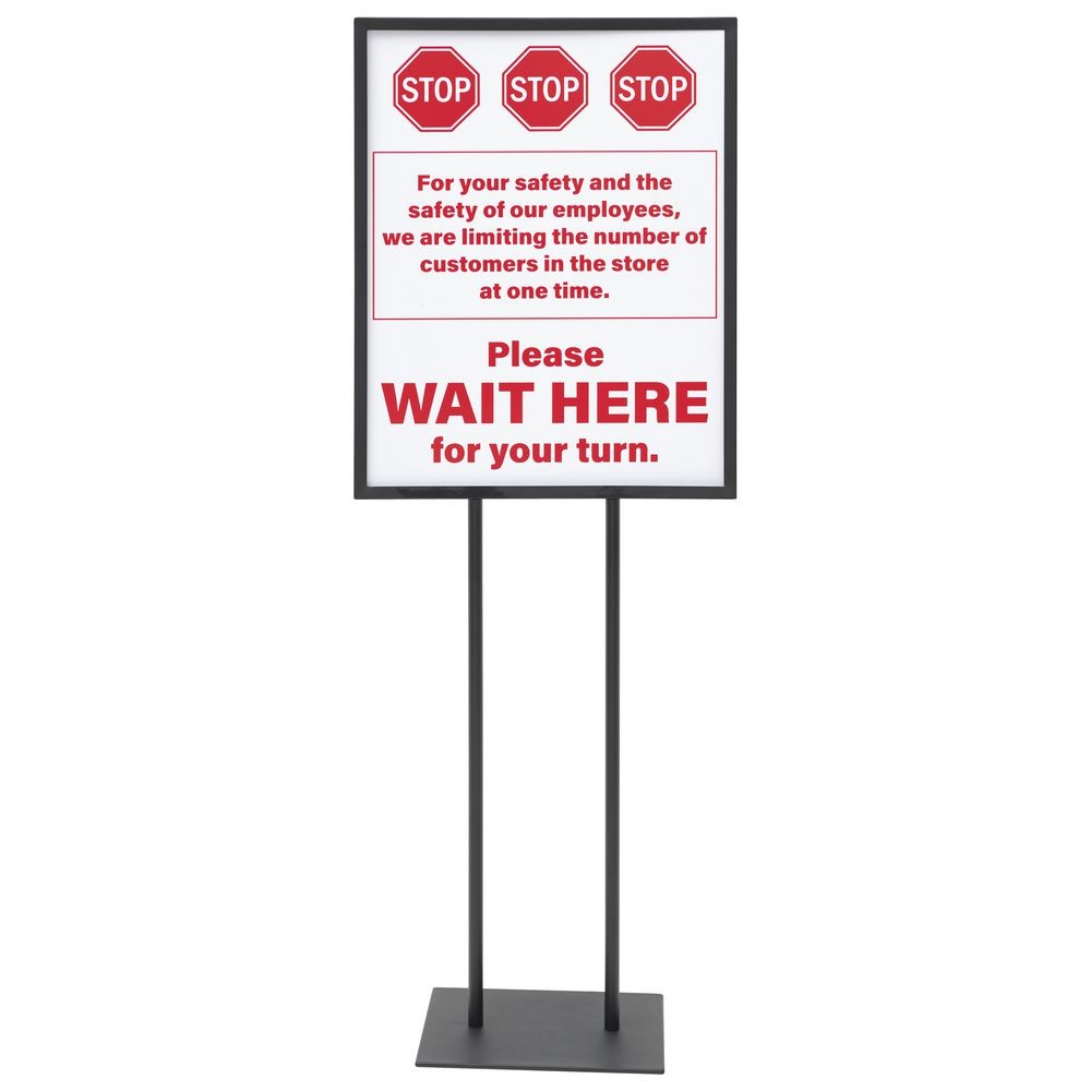 HUBERT® Red Plastic Stop Wait Here Floor Sign – 22″W x 28″H