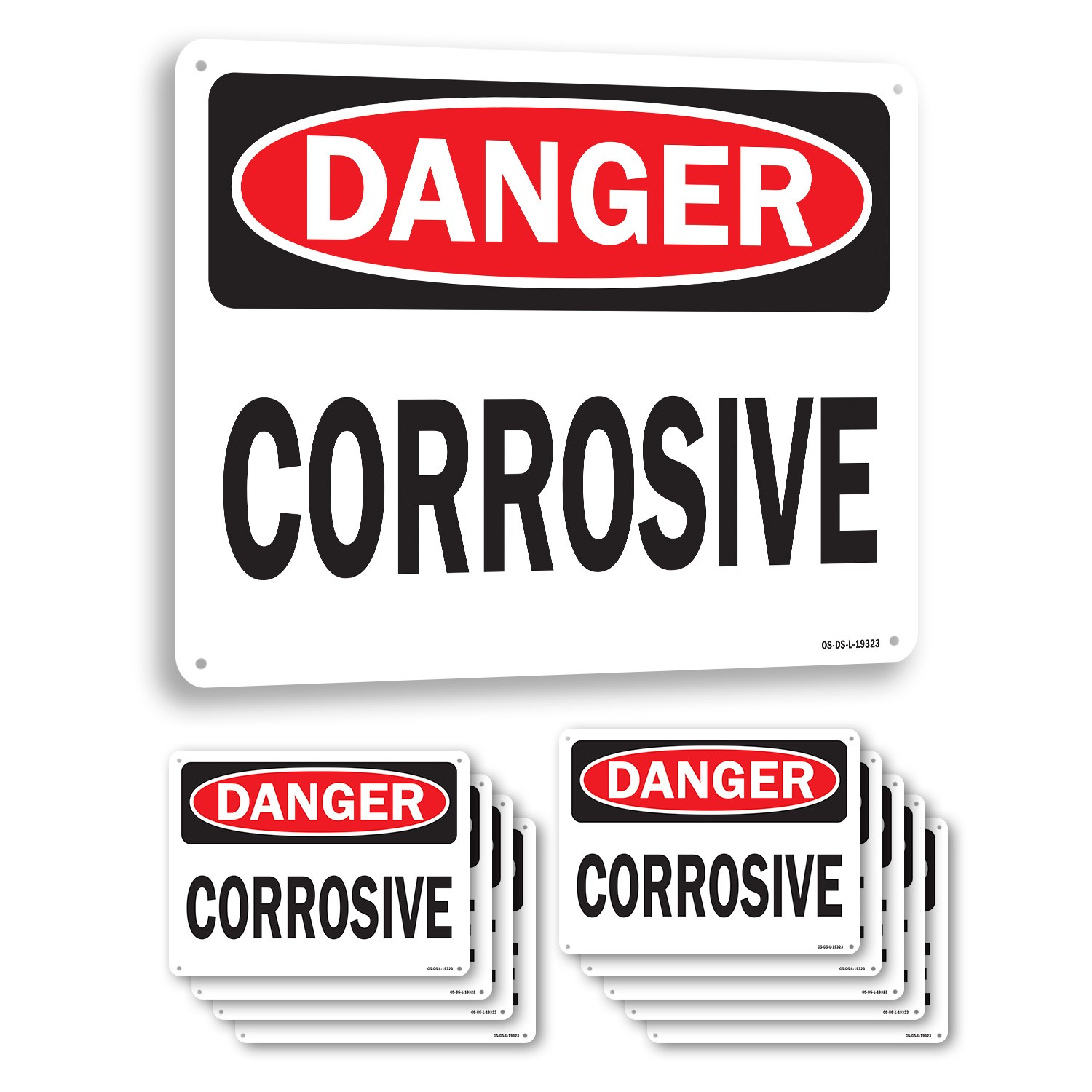 Corrosive OSHA Danger Sign Metal, Plastic, Or Decal – 5 or 10 Pack