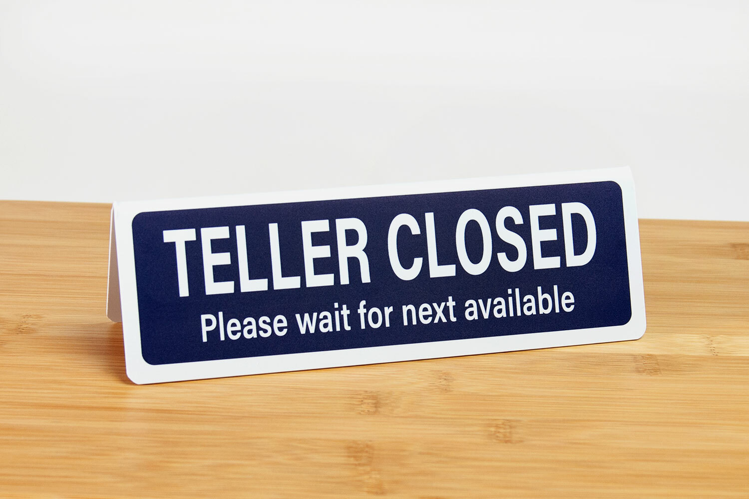 Bank Signs – Teller Closed, Navy Blue, Tent Style, Plastic, 15pk, Free Shipping