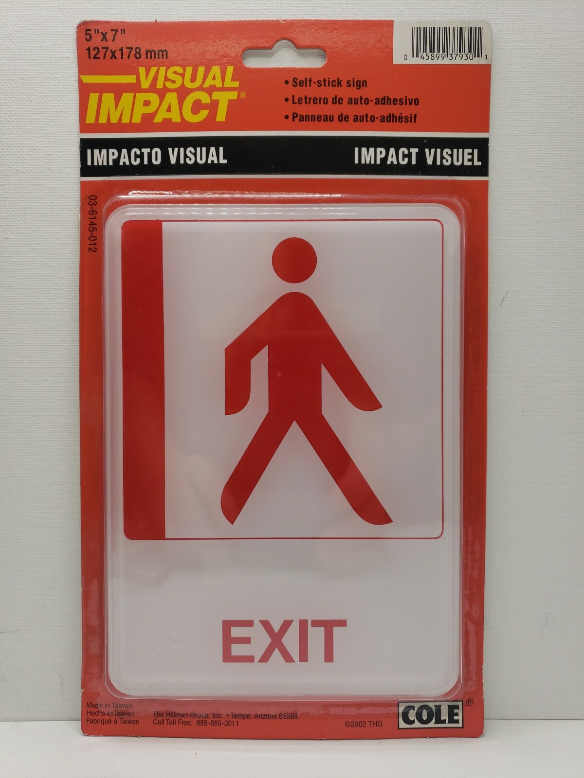COLE – VISUAL IMPACT SELF STICK EXIT SIGN WITH PERSON 5″ X 7″