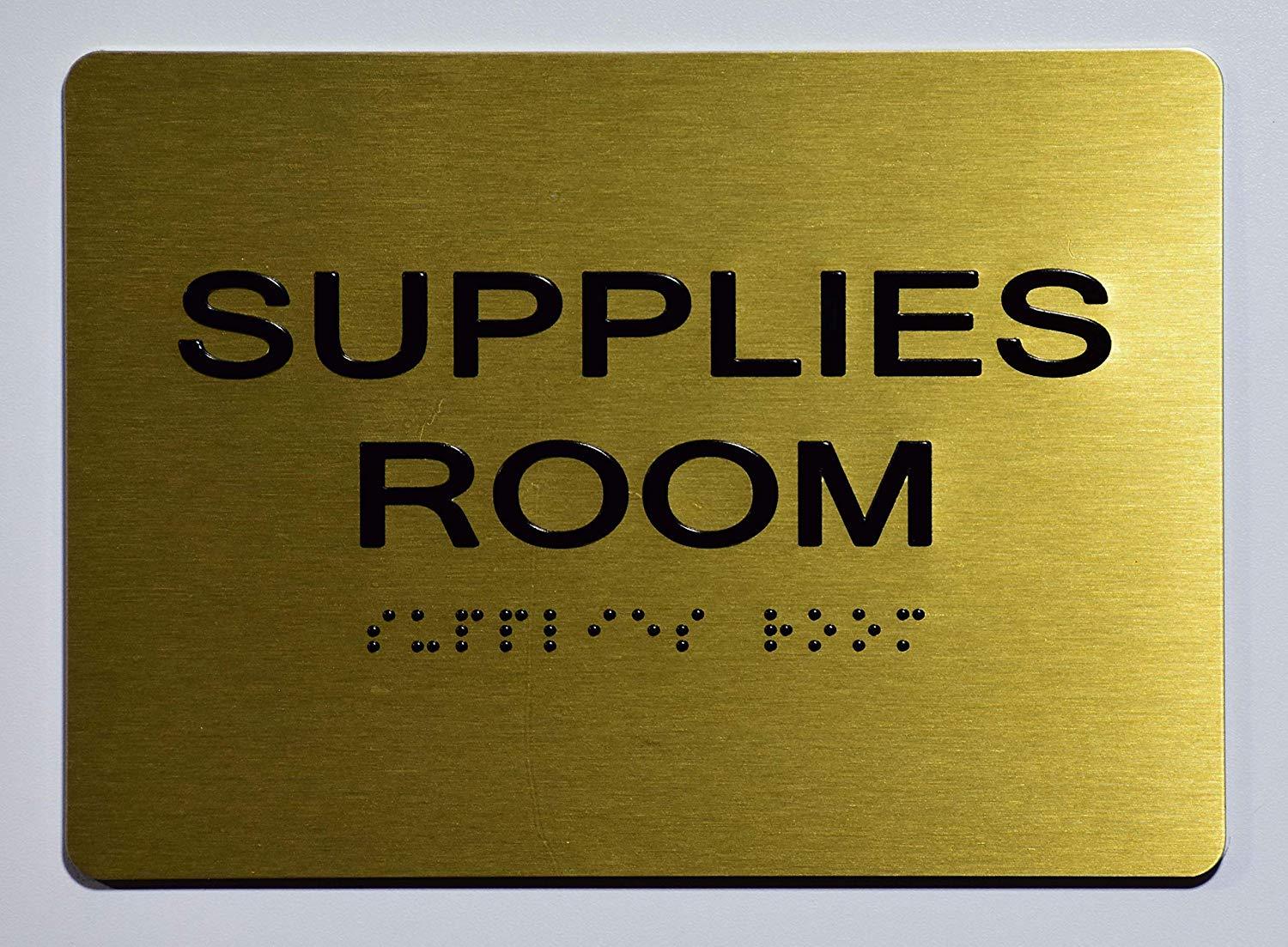 Supplies Room Sign – Gold(Aluminium, Gold/Black,Size 5×7) The Sen…REF24-1027