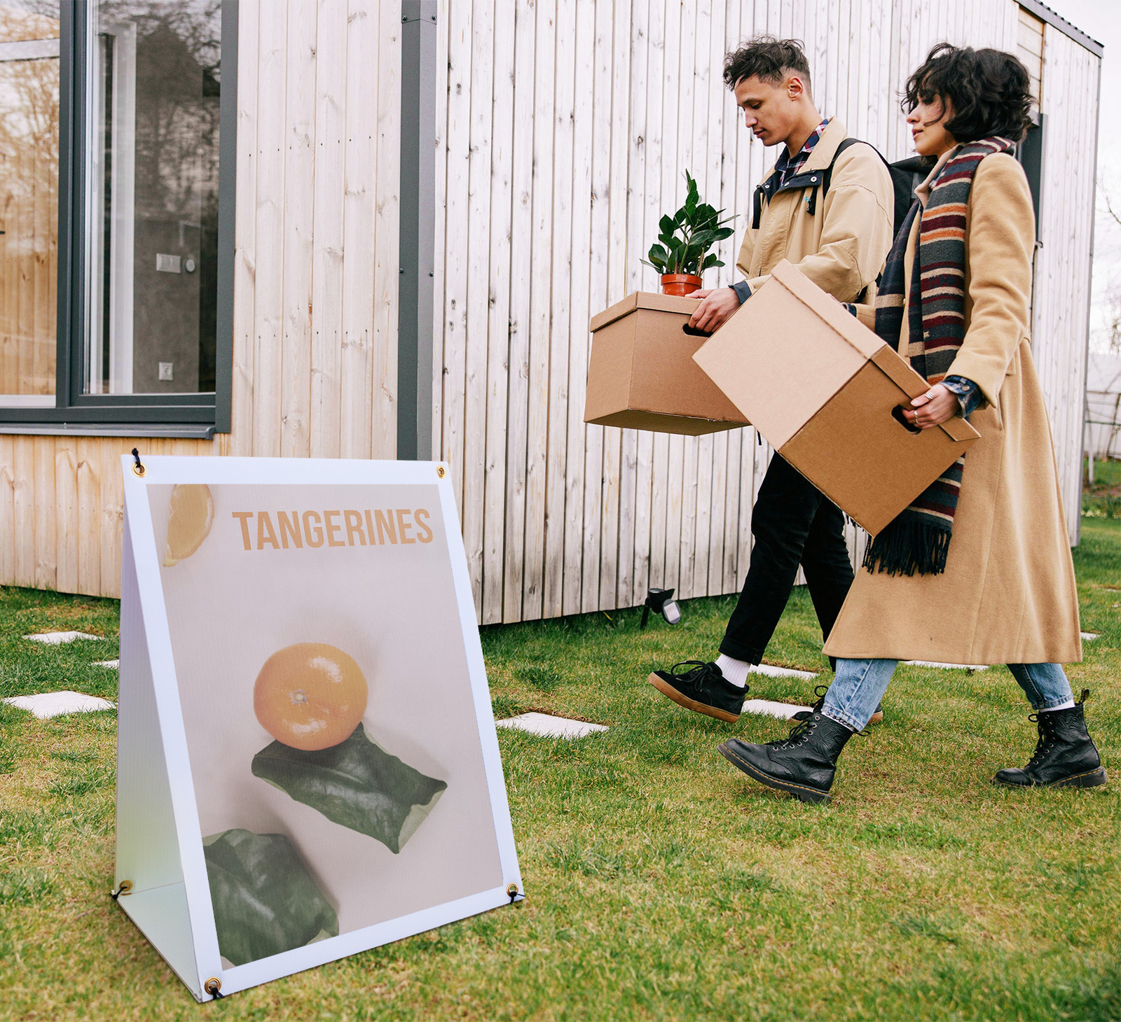 Tangerines A-Frame Sidewalk Sign Fresh Citrus Farmers Market Healthy Snacks