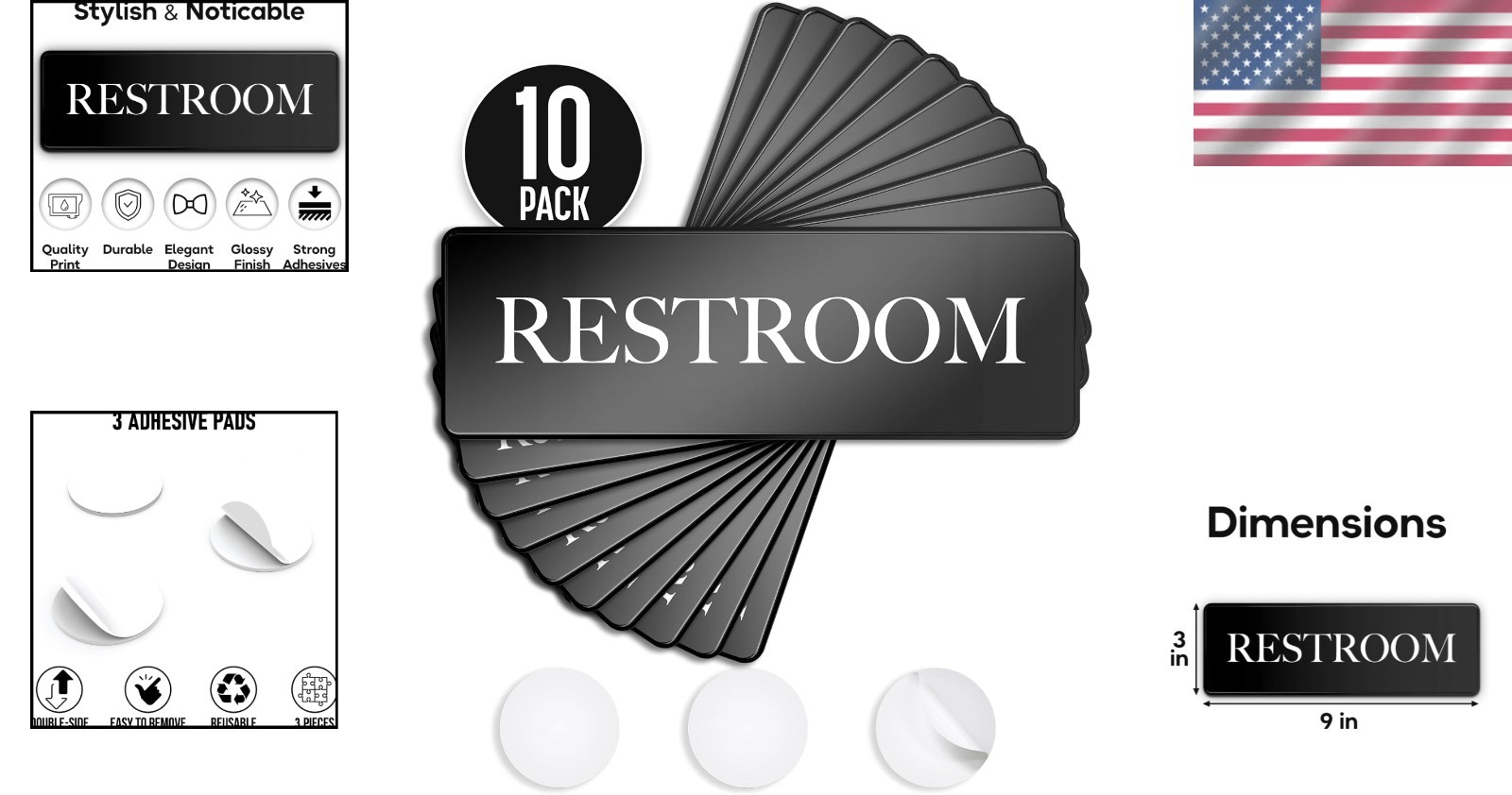 Professional Restroom Sign 10-Pack