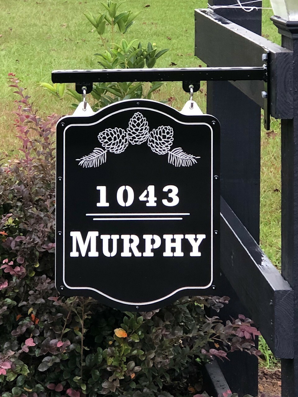 House Number Name Metal Customizable Double Sided Sign Plaque 18×14 with Bracket