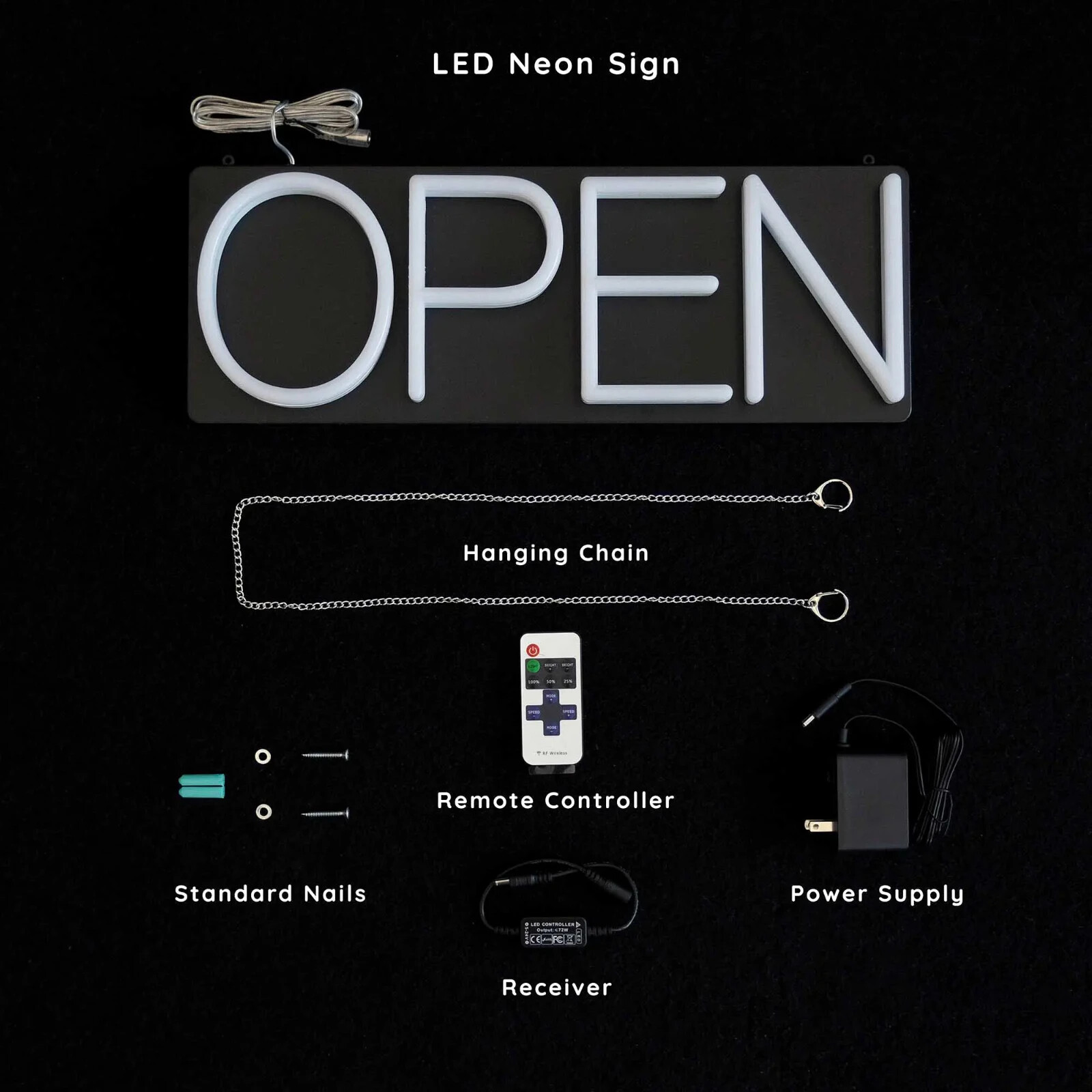 HiNeon Simple Modern Open Sign Business 8″ x 19 ” Business Store Sign CHARITY!