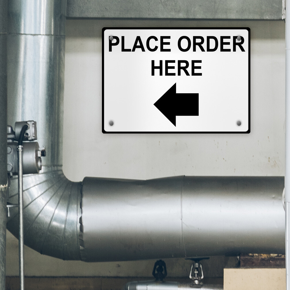 Horizontal Metal Sign Place Order Here W Left Arrow Weatherproof Street Signage