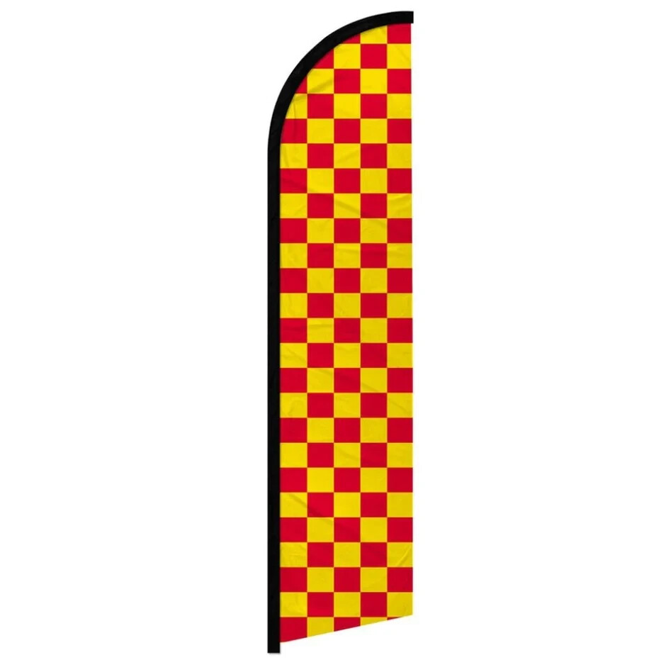 Red & Yellow Checkered Windless Advertising Banner Flag for Dealership Display