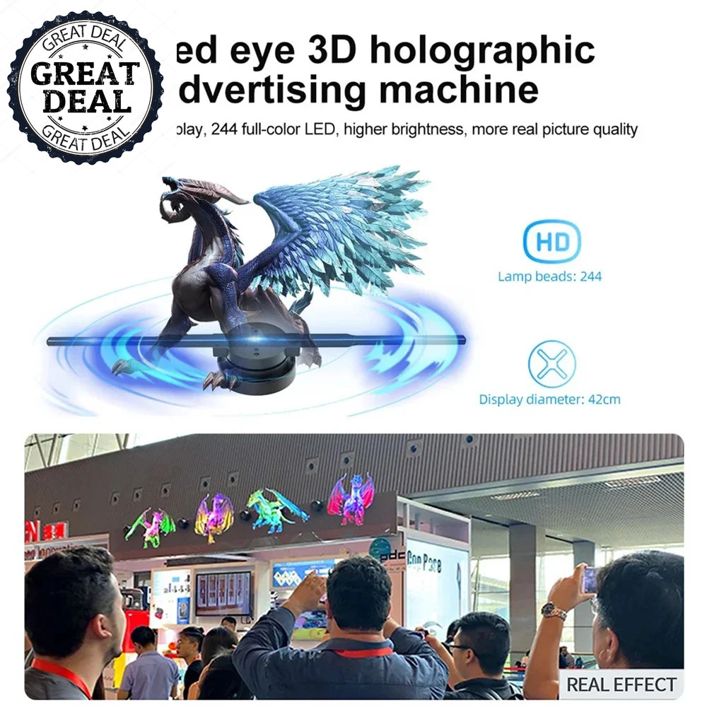 3D Hologram Holographic Projector Advertising Display Light HD Durable Decor NEW