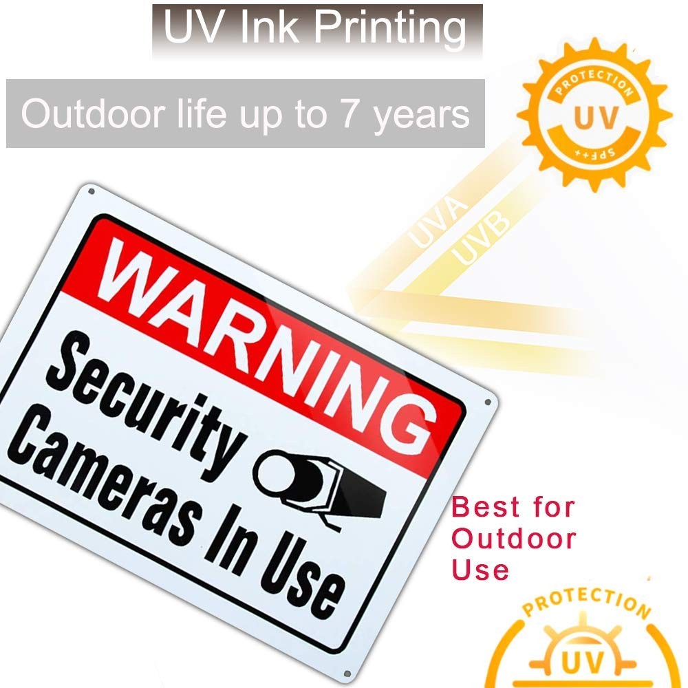 4 Pack Video Surveillance Warning Signs Aluminum Security Camera Signs