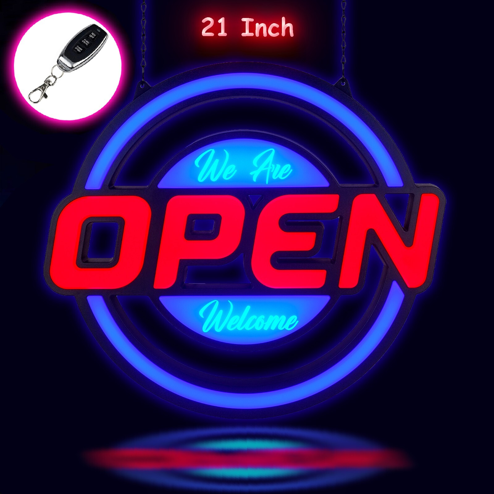Open Sign LED Neon 21″ Large Light Bright for Restaurant Bar Store Shop Market