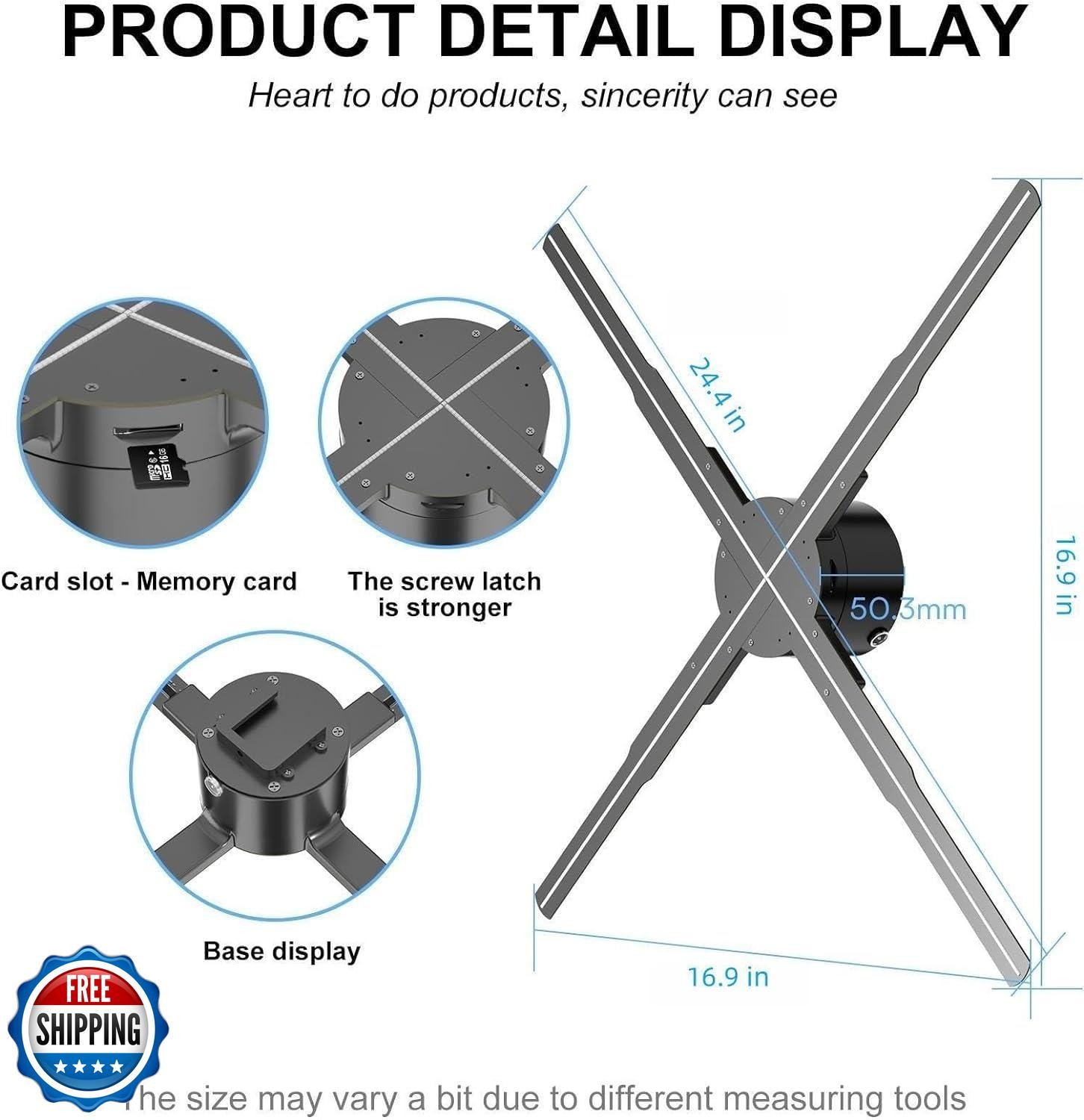3D Hologram Fan, 22 Inch Hologram Fan 2000*1356PX Resolution 678 pcs HD LED B