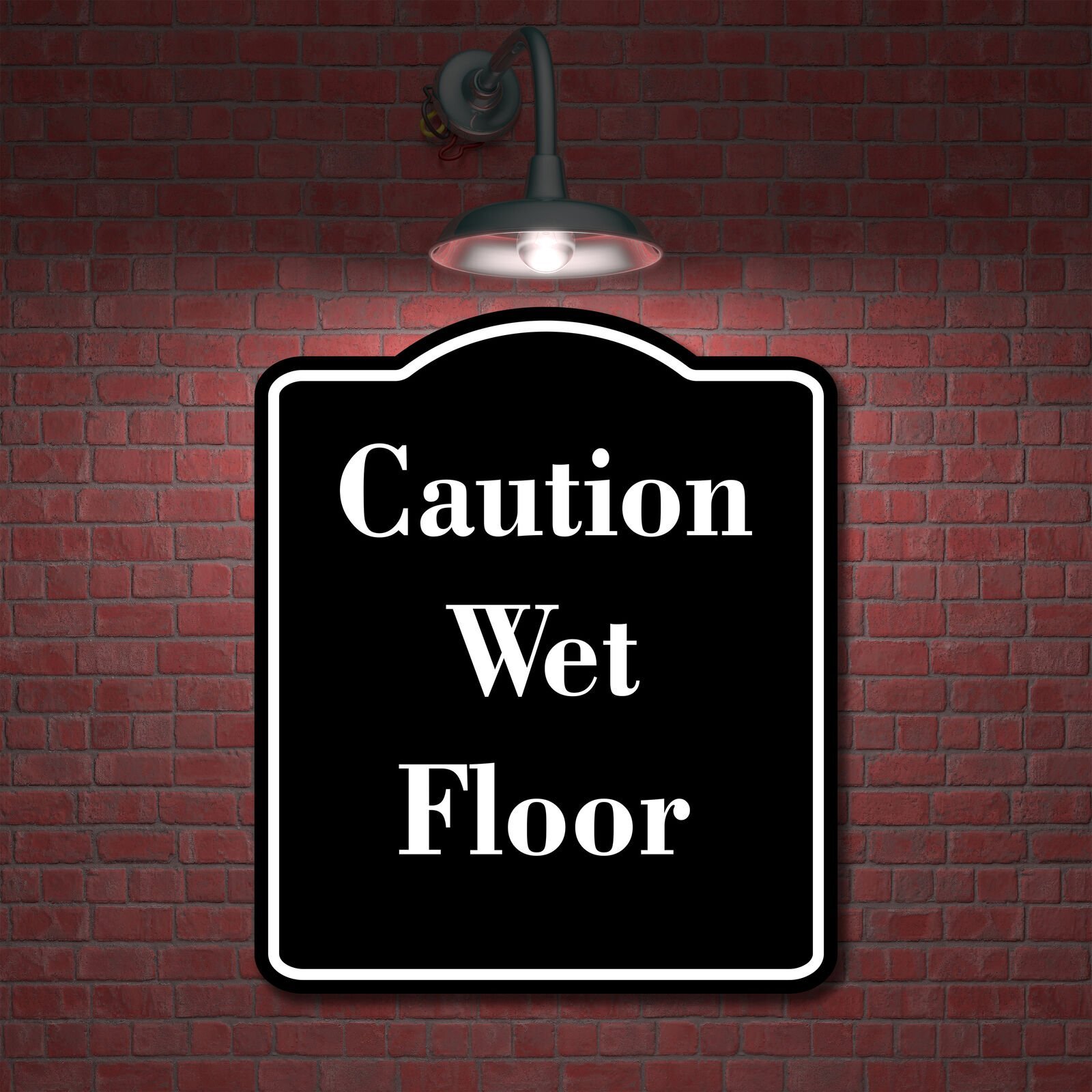 Caution Wet Floor BLACK Aluminum Composite Sign