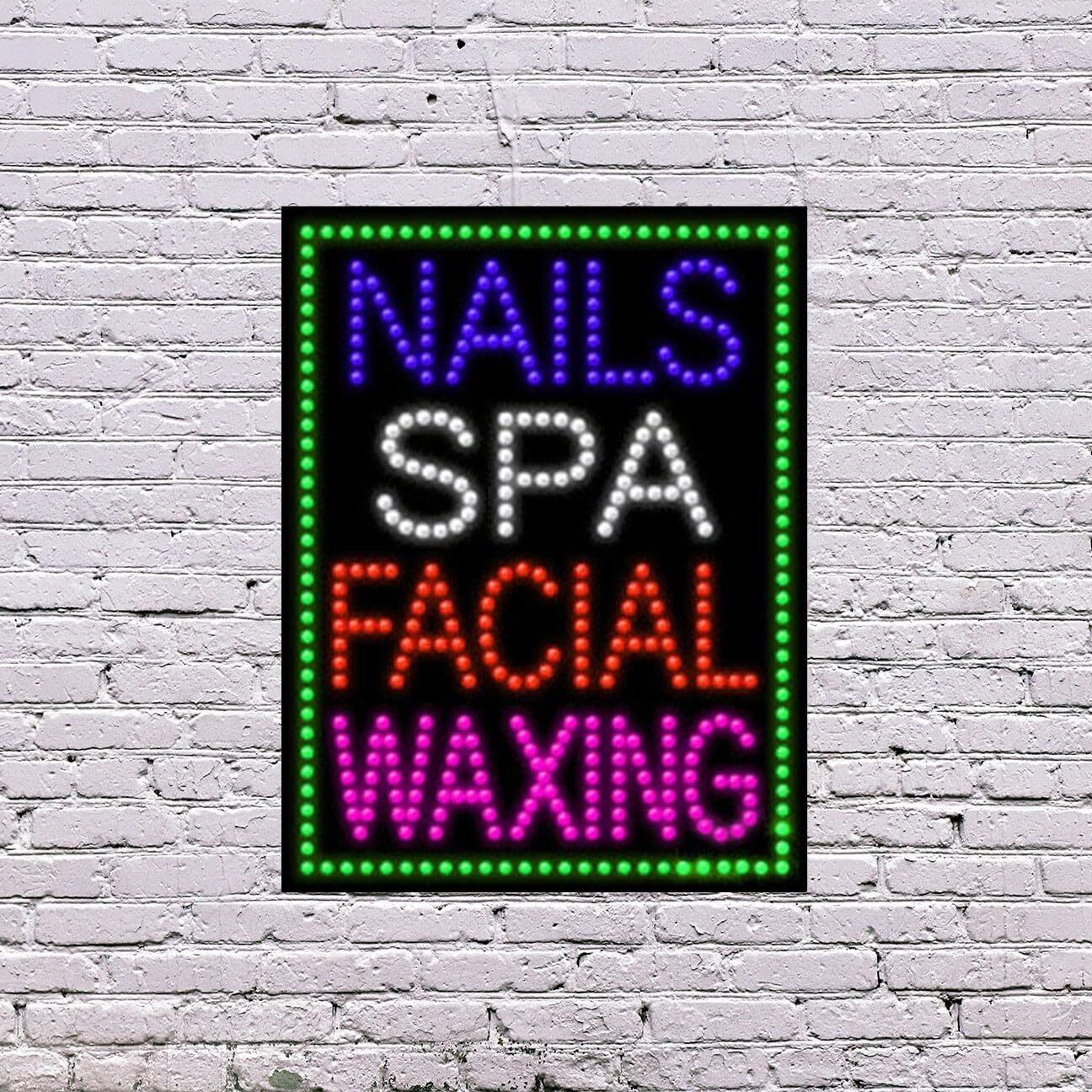 LED Nails Spa Facial Waxing Sign | Light Up Sign | 26″H x 20″W x 2″D