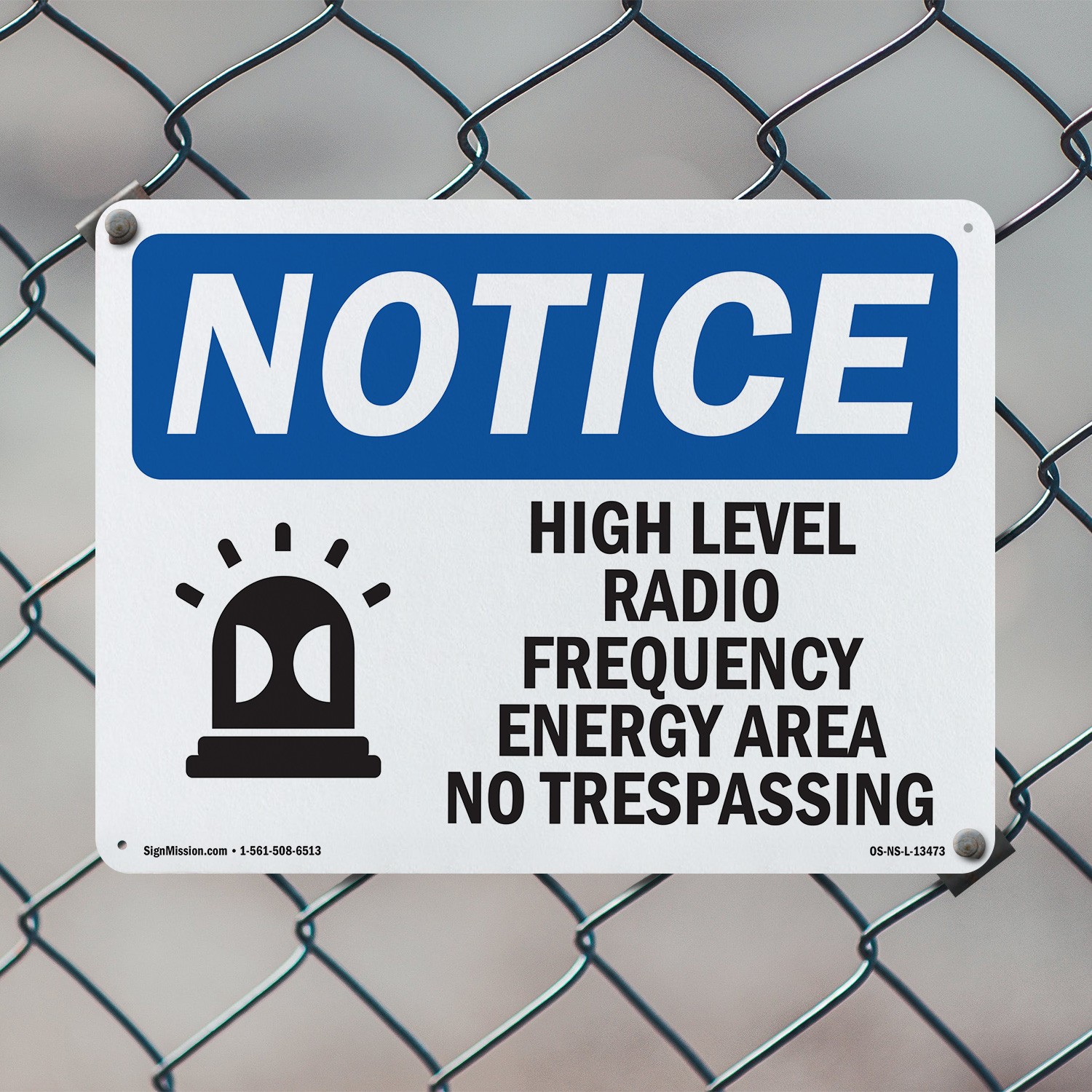 High Level Radio Frequency Energy OSHA Notice Sign Metal, Decal – 5 or 10 Pack