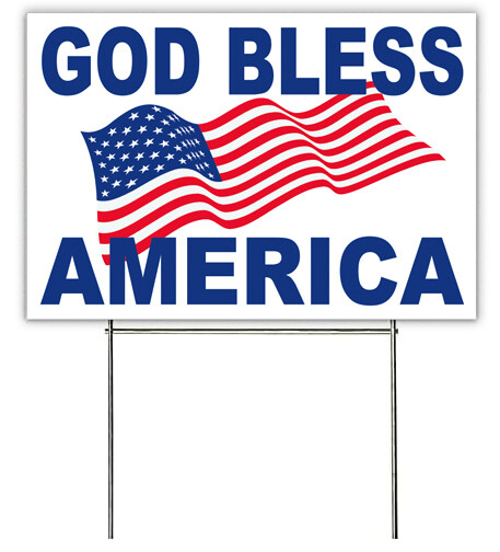 18×12 Inch GOD BLESS AMERICA Yard Lawn Sign with Stake – wb2-1s