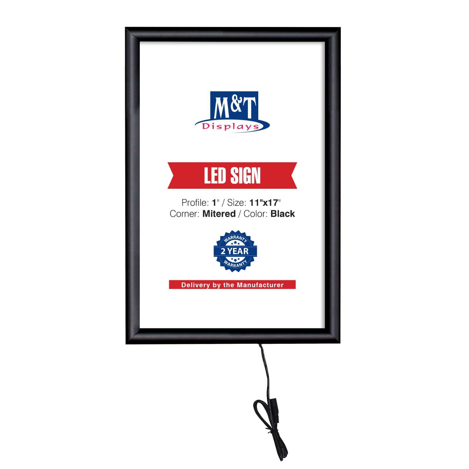 LEDbox LED Backlit Poster Frame, Black, Aluminum, Photo, Picture, Sign Holder