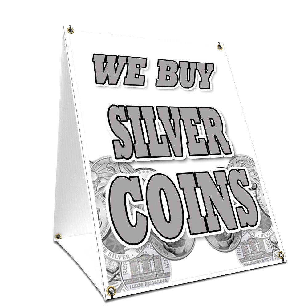 We Buy Silver Coins Yard Sign & Stake outdoor plastic coroplast window