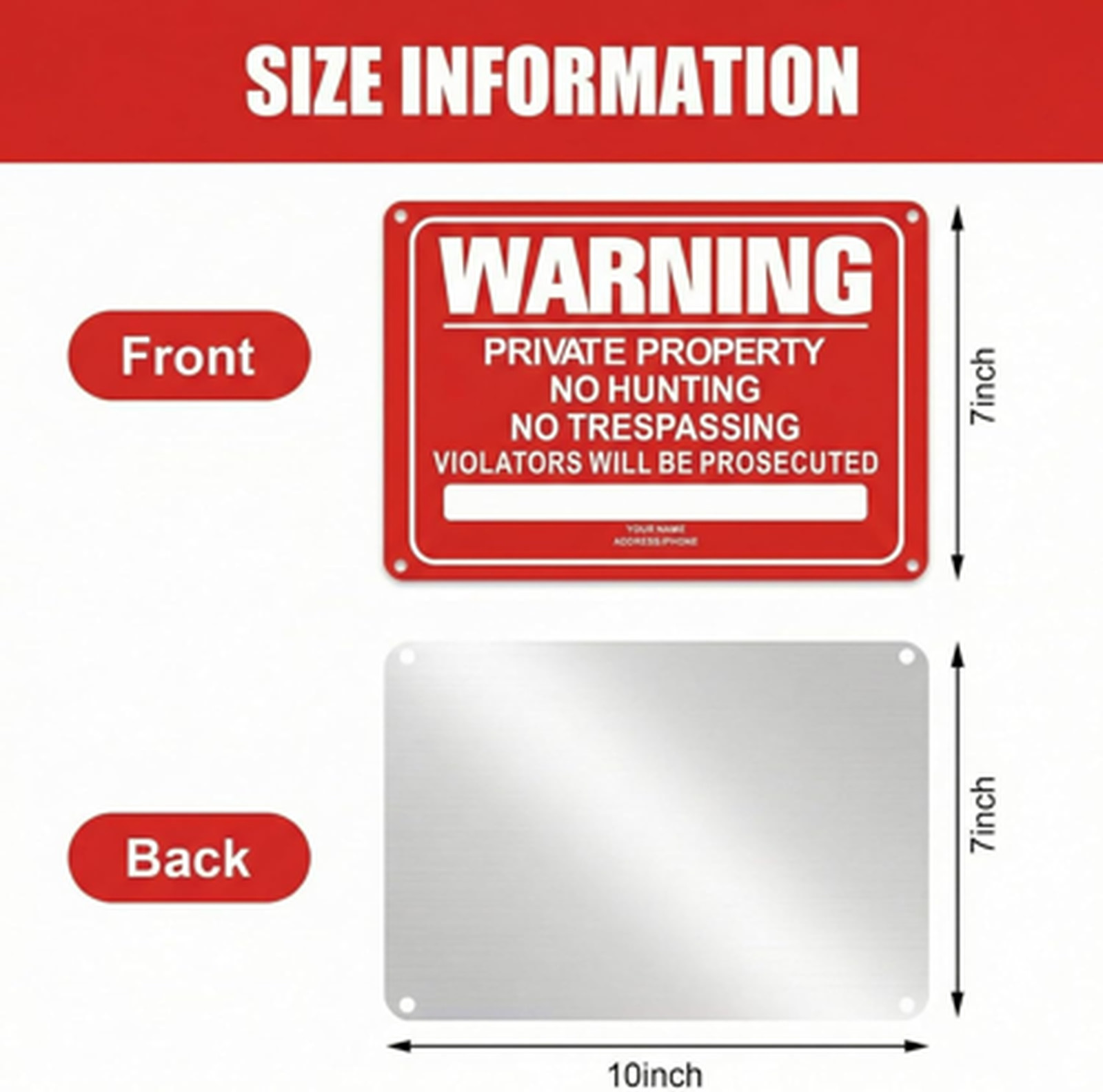8 Pack No Trespassing Signs 10 x 7 Inch Reflective Aluminum Private Property