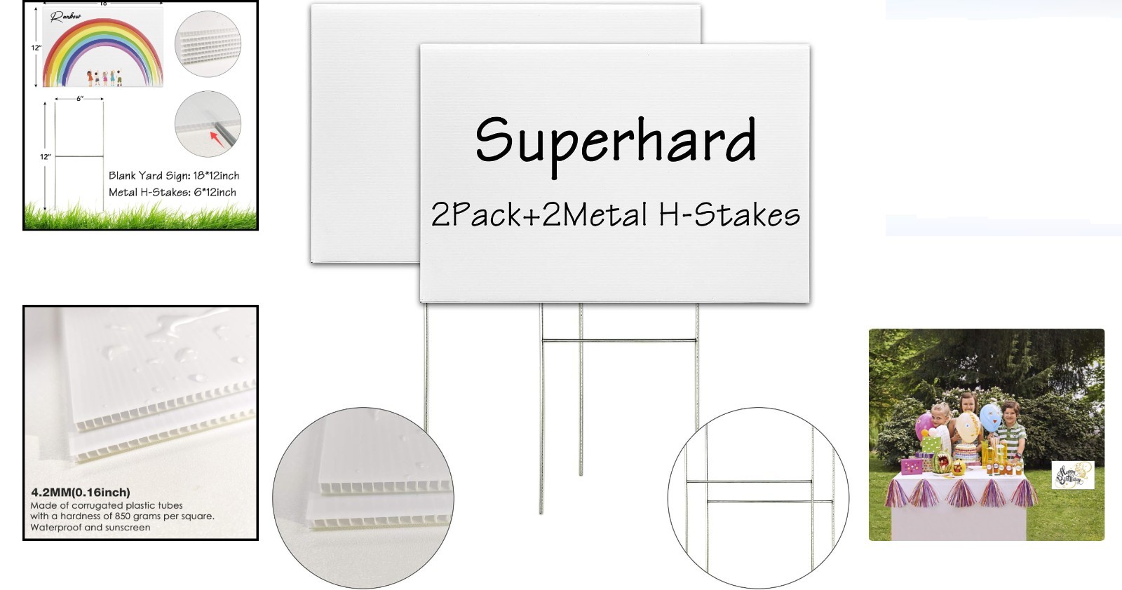 Blank Yard Signs with Stakes 18×12 Inches White Plastic for Birthday Garage Sale