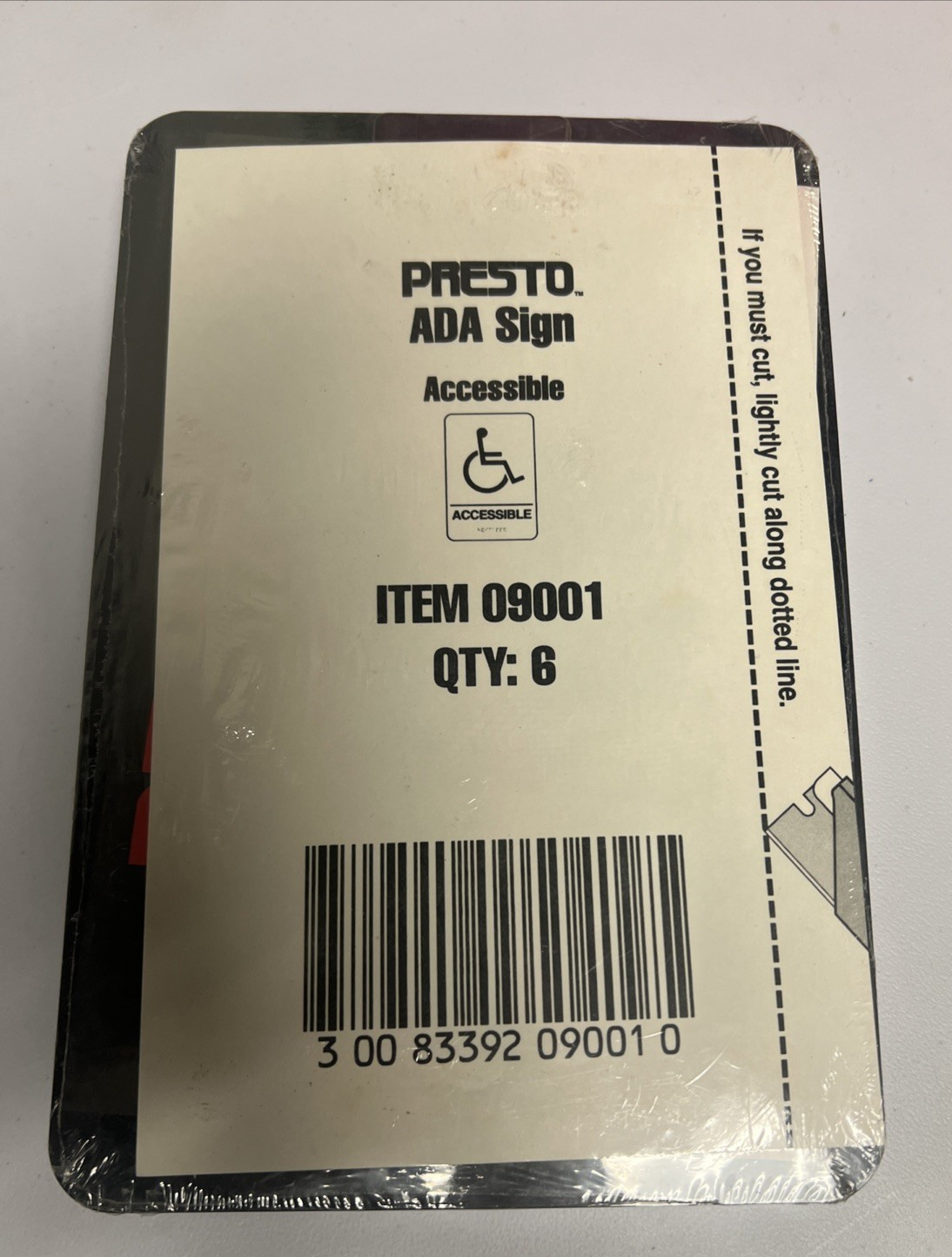 Presto ADA Braille Wheelchair Accessible Sign 6″x9″ Black Wall Sign – 6 Pack NOS