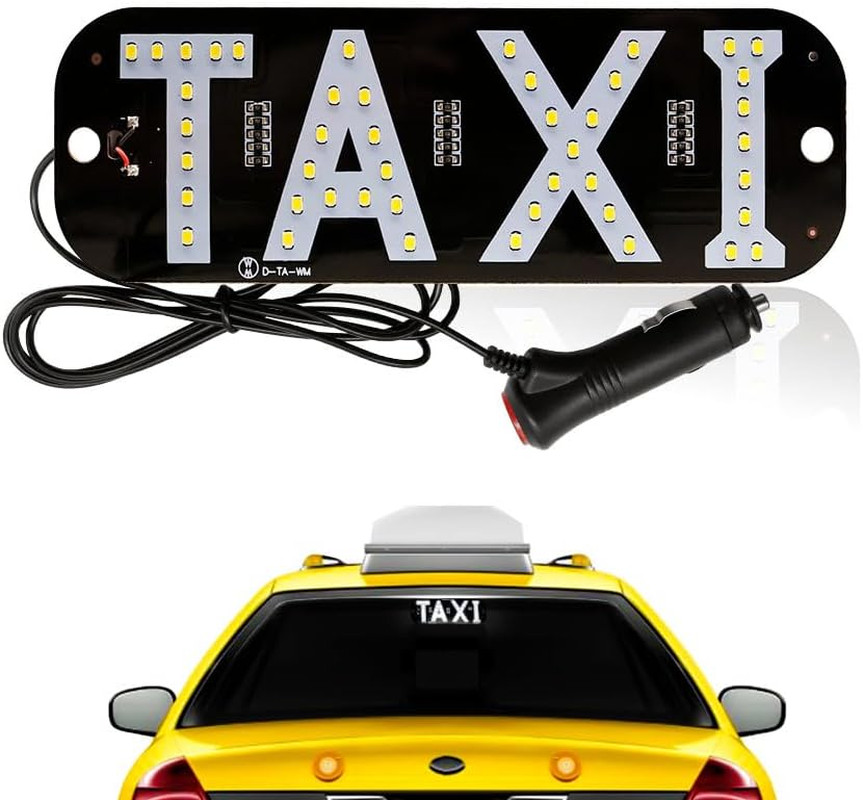Juren 1pcs Taxi Sign Light USB On/Off Button Bright LED Sign White