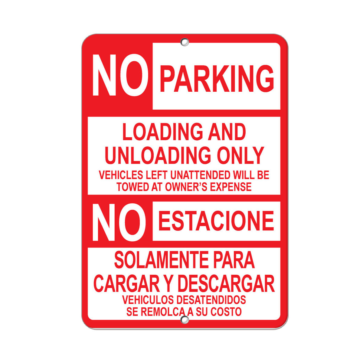 Vertical Metal Sign Multiple Sizes Parking Loading Unloading Unattended Towed